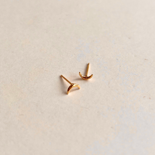 Tiny Crescent Moon Stud Earrings