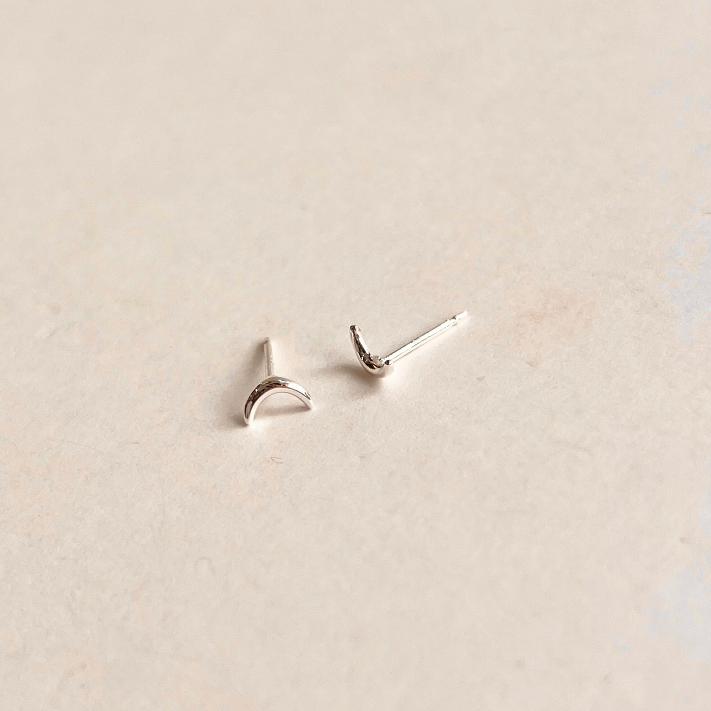 Tiny Crescent Moon Stud Earrings