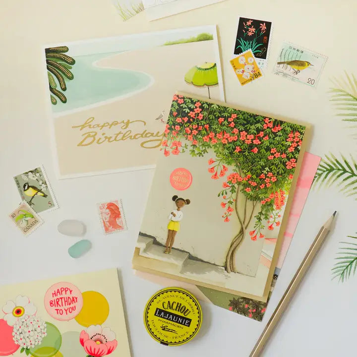 Girl Under Vine Card