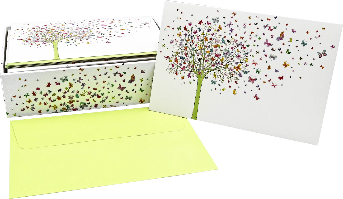 Tree of Butterflies Blank Boxed Cards