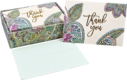Paisley Watercolour Thank You Boxed Note Cards