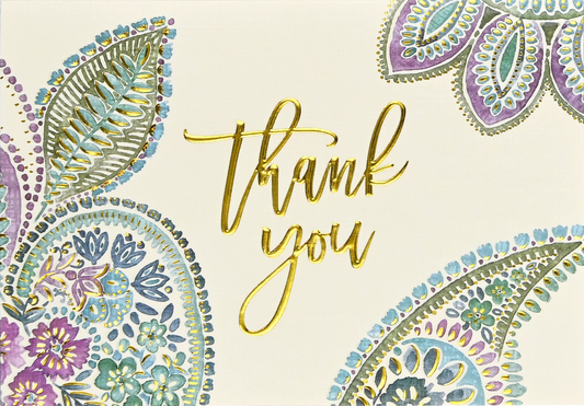 Paisley Watercolour Thank You Boxed Note Cards