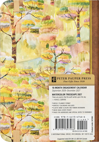 2027 Watercolour Treescape Weekly Planner