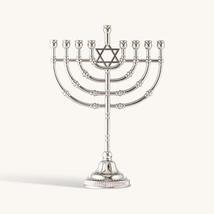 9" Menorah Traditional Silvertone Finish