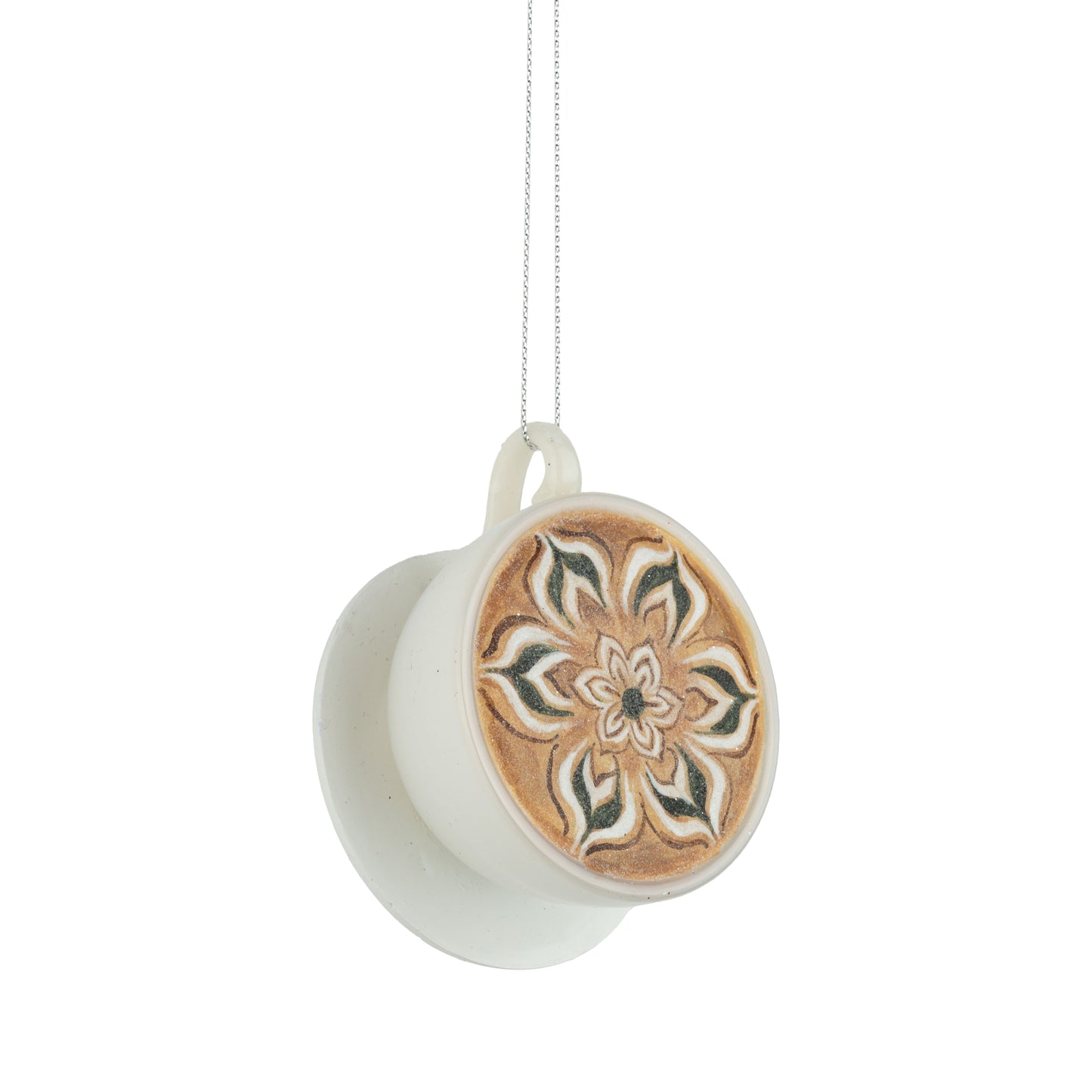 Glass Specialty Coffee In Cup And Saucer Ornament