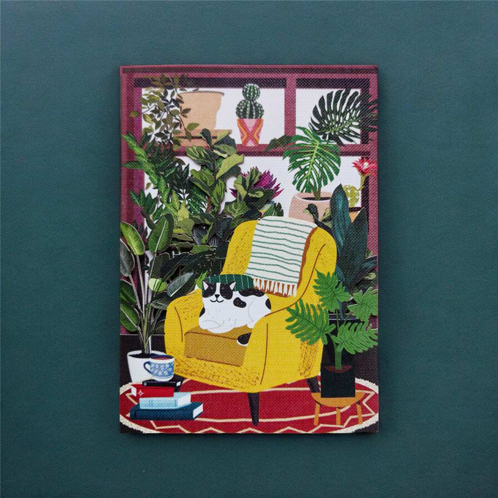 Cat on Yellow Chair Laser Cut Card