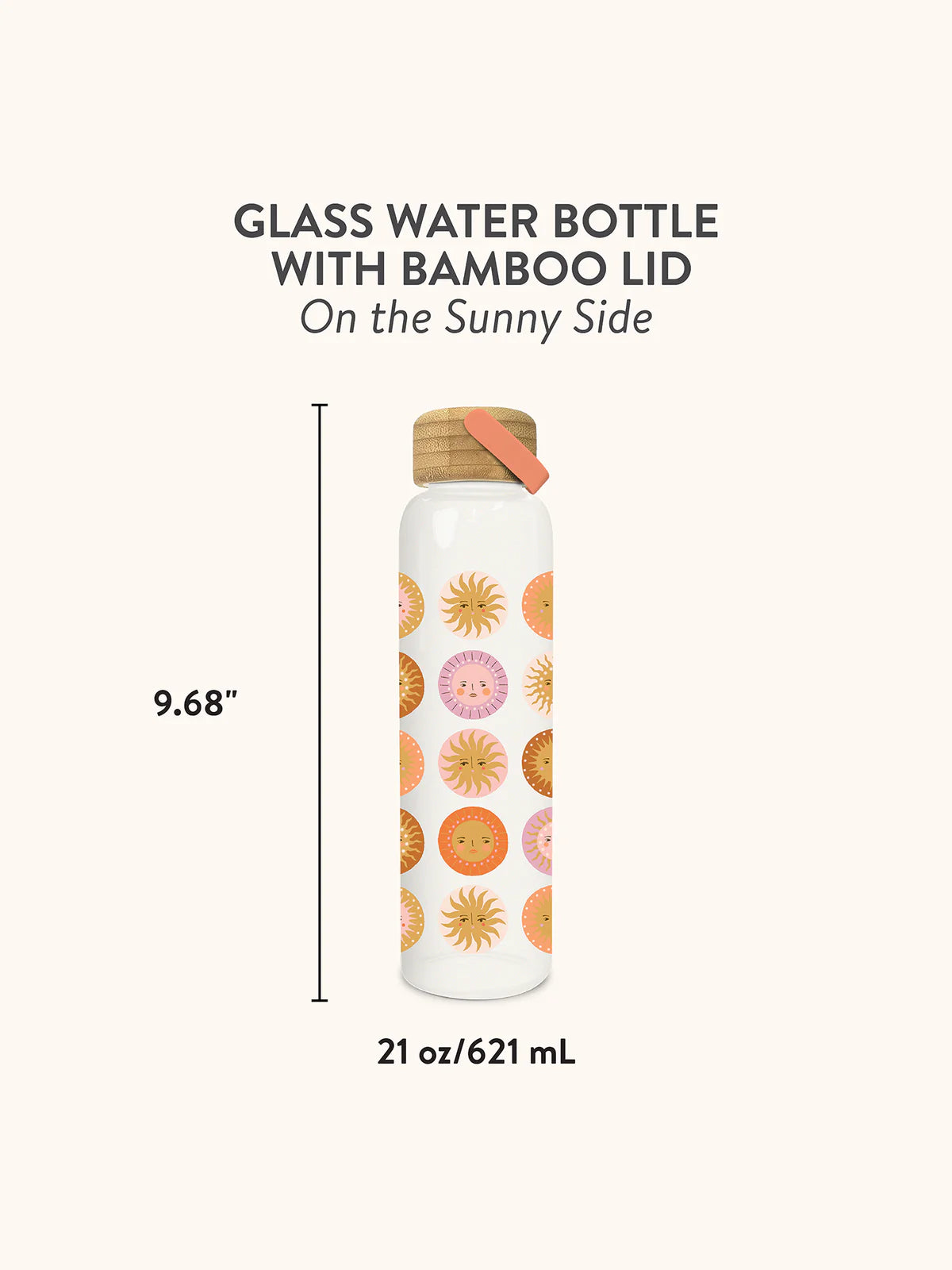 On The Sunny Side Glass Water Bottle with Bamboo Lid