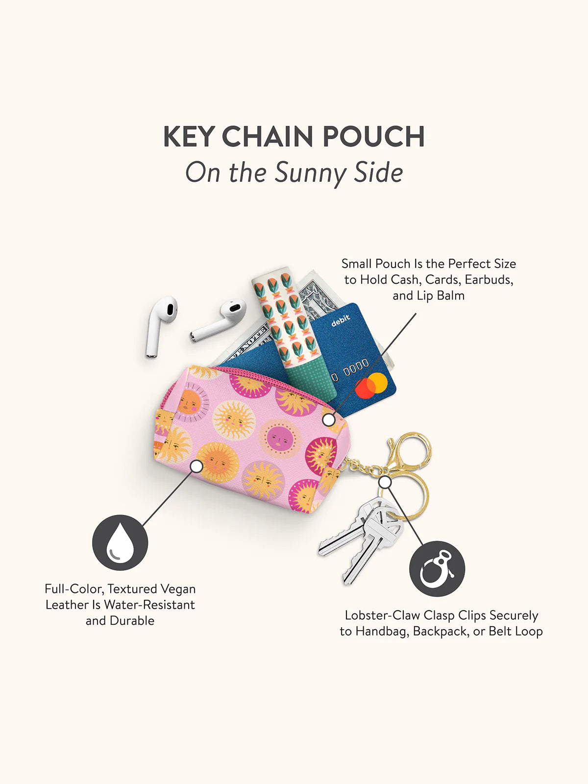 On The Sunny Side Keychain Pouch