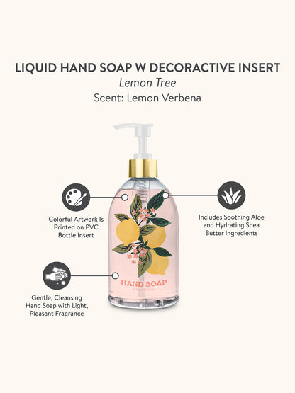 Lemon Verbena Liquid Hand Soap with Decorative Insert