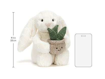 Cream Bunny With Plant Plush Toy