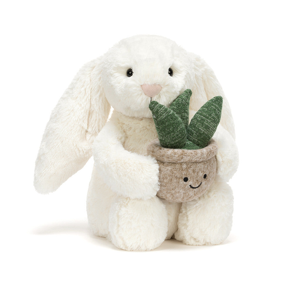 Cream Bunny With Plant Plush Toy
