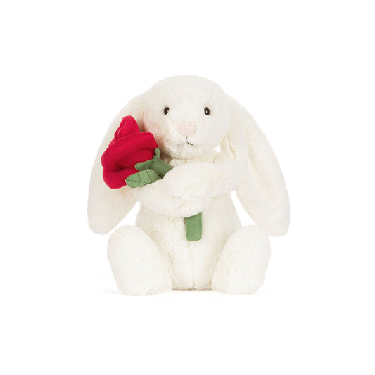 Cream Bunny with Rose Plush Toy