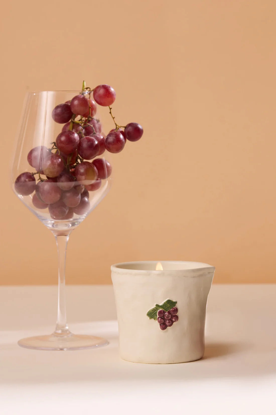 Bistro Imperfect White Ceramic Candle Bordeaux Grape