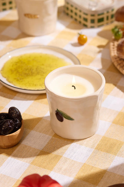 Bistro Imperfect White Ceramic Candle Fig + Olive