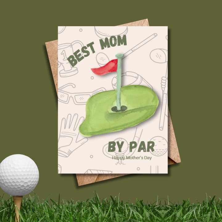 Best Mom By Par Mother's Day Golf Greeting Card