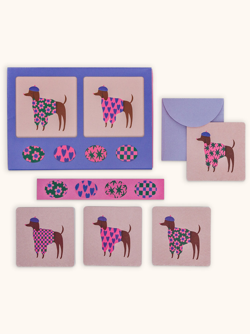 Bonjour, Mes Amis Mini Note Card Set with Stickers