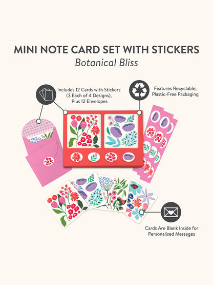 Botanical Bliss Mini Note Card Set with Stickers