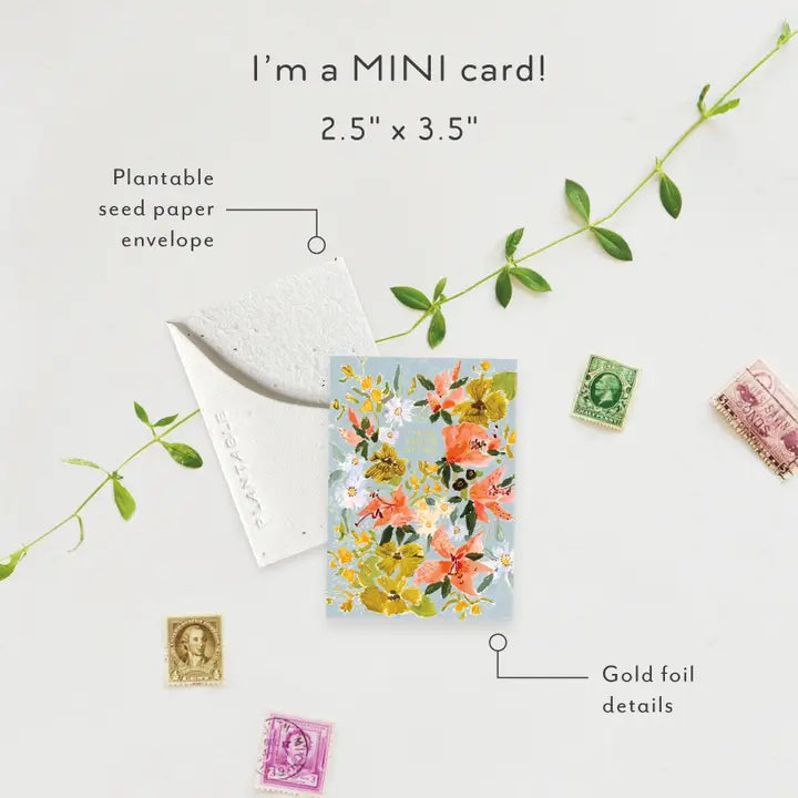 Bouquet in Blue Mini Greeting Card