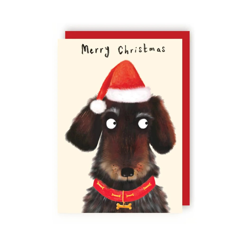 Dog Santa Hat Card
