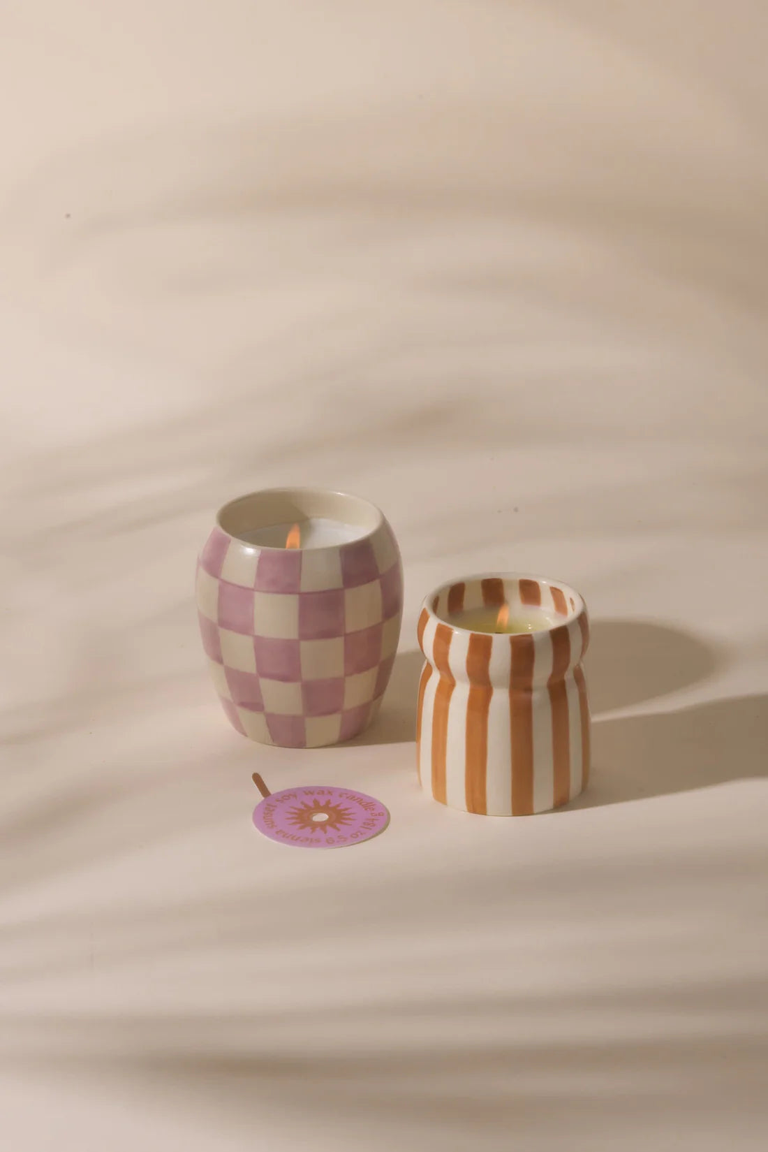 Cabana Rust Striped Ceramic Candle Sienna Sunset