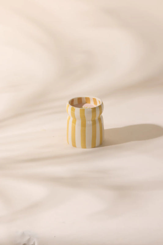 Cabana Ochre Striped Ceramic Candle Gold Coast