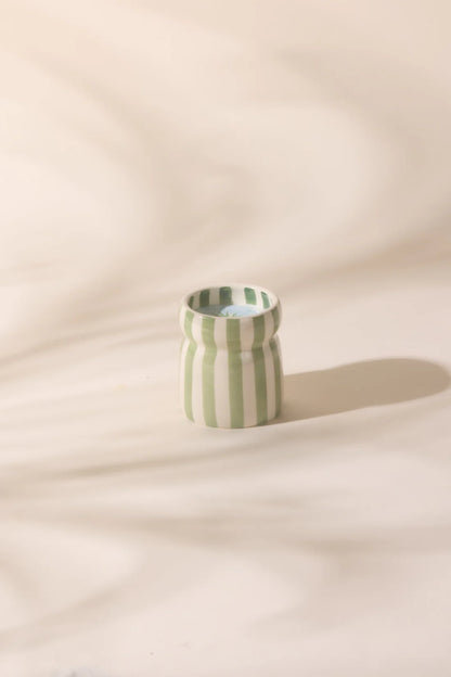 Cabana Sage Striped Ceramic Candle Bora Bora