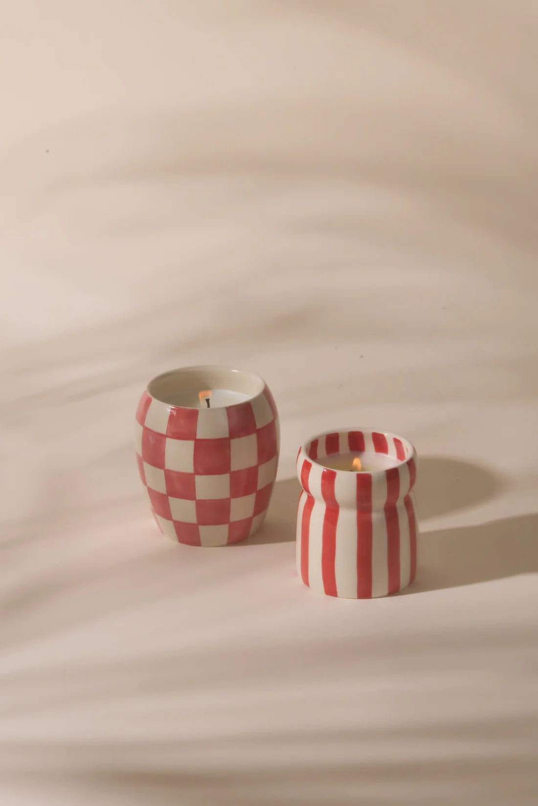 Cabana Red Striped Ceramic Candle Hibiscus Bag
