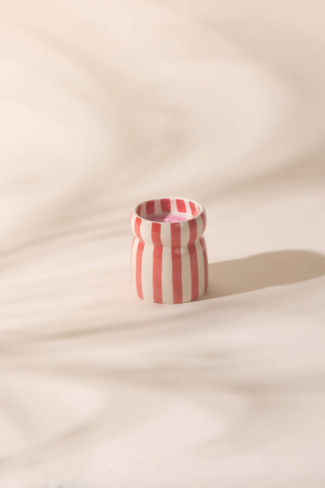 Cabana Red Striped Ceramic Candle Hibiscus Bag