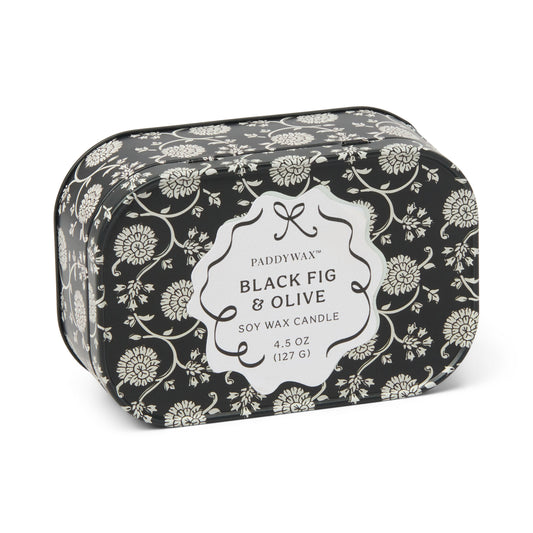 Cherie Printed Tin Black Fig + Olive Candle