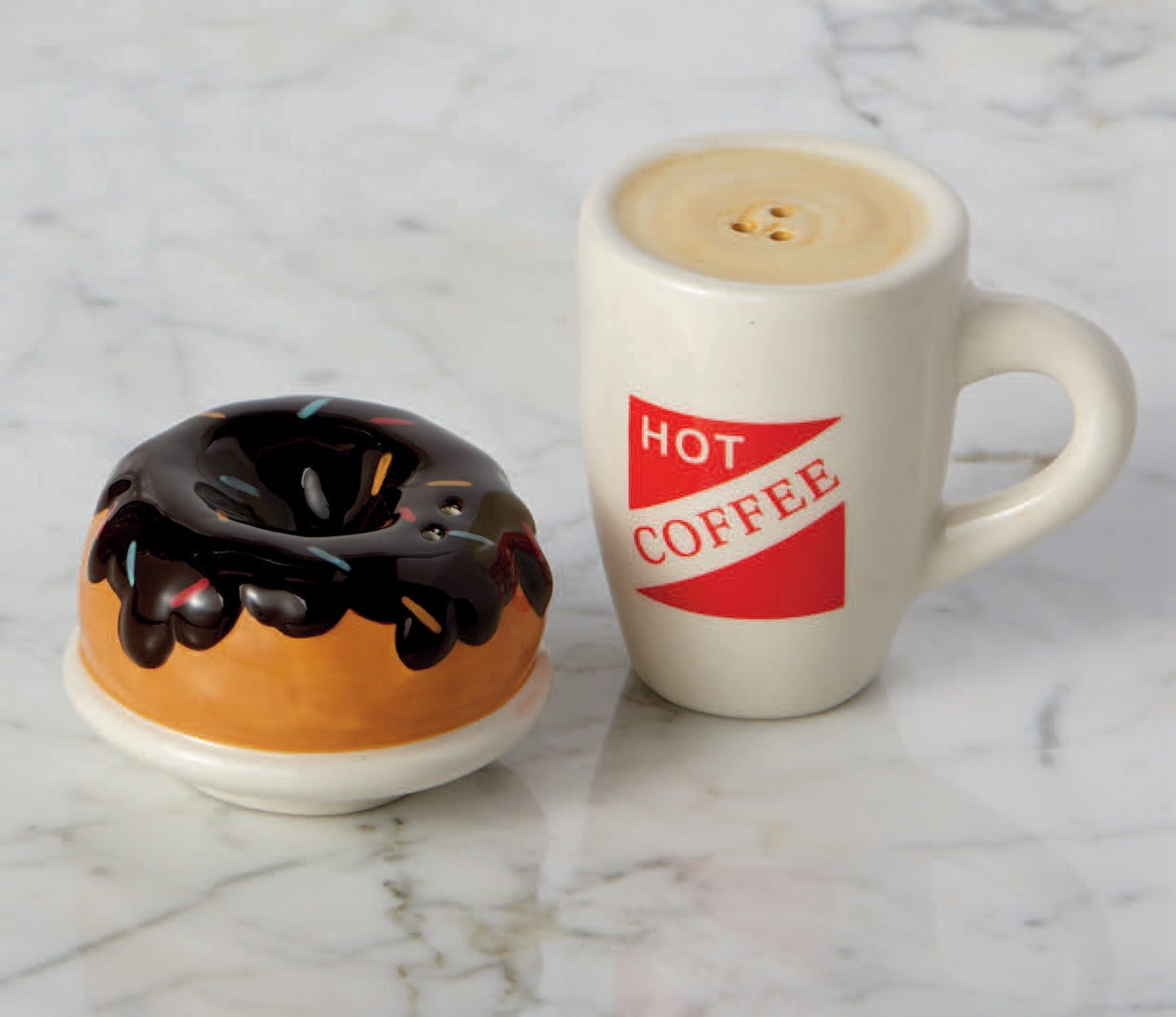 Coffee & Doughnut Ceramic Salt & Pepper Shakers