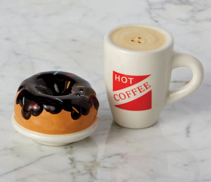 Coffee & Doughnut Ceramic Salt & Pepper Shakers