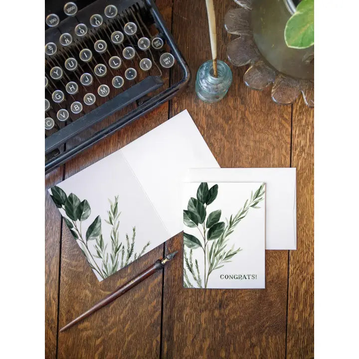 Congrats Card Greenery Sprigs