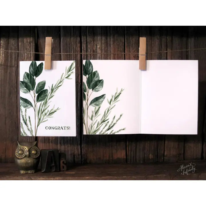 Congrats Card Greenery Sprigs