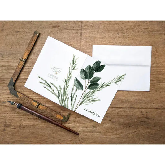 Congrats Card Greenery Sprigs