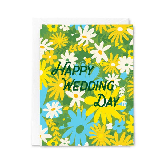 Congratulations Happy Wedding Day Floral Card