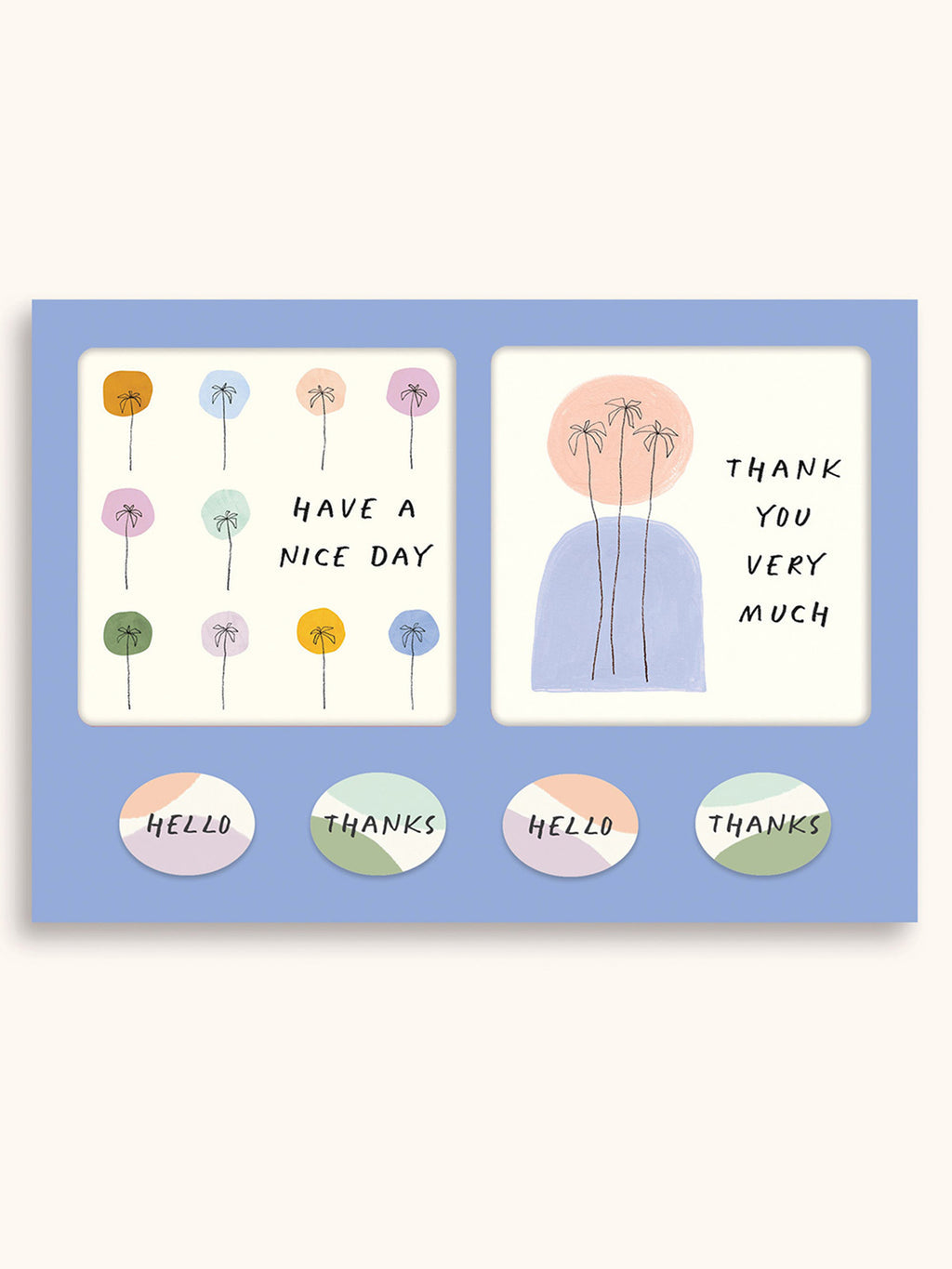 Dotted Palms Mini Note Card Set with Stickers