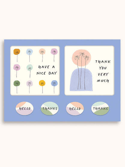 Dotted Palms Mini Note Card Set with Stickers