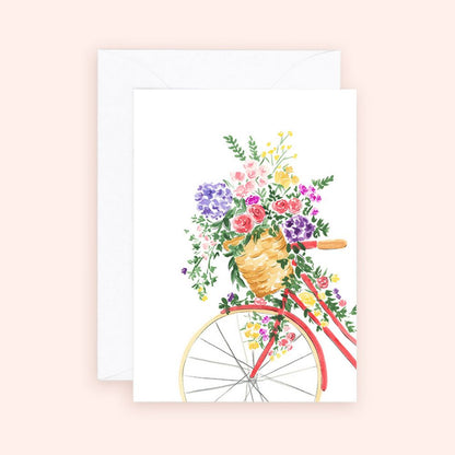 Floral Coral Bicyclette Enclosure Card