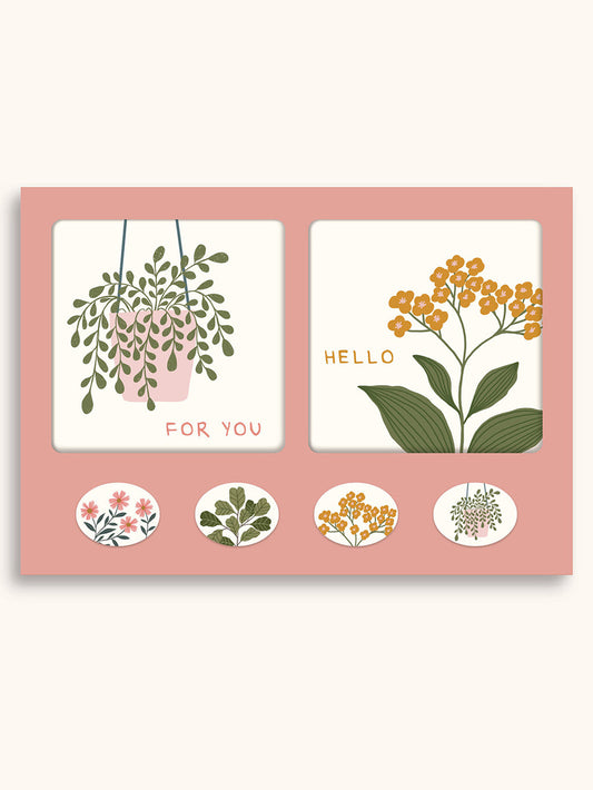 Floral Notes Mini Note Card Set with Stickers