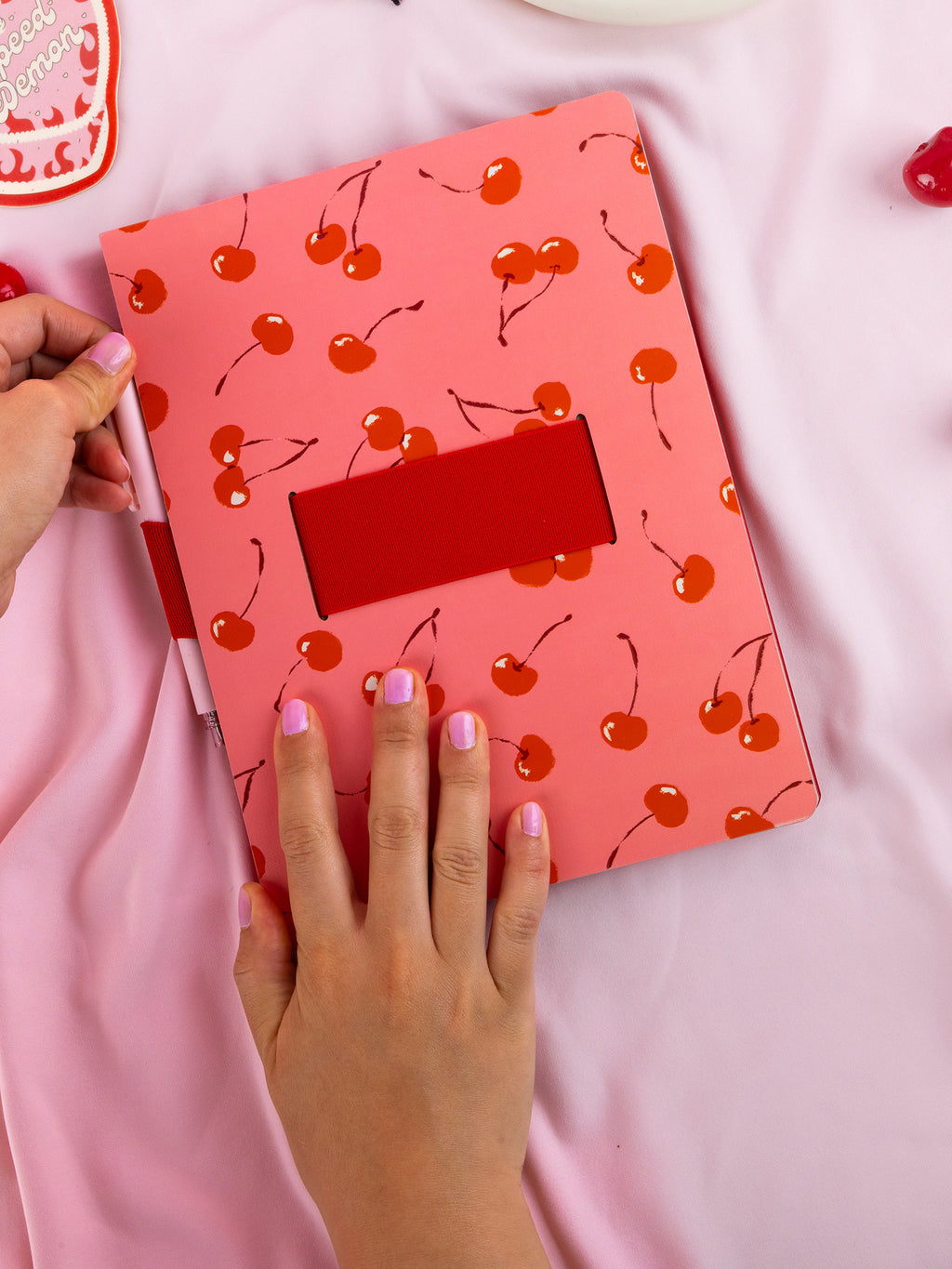 Fresh-Picked Cherries Casey Notebook with Phone Loop