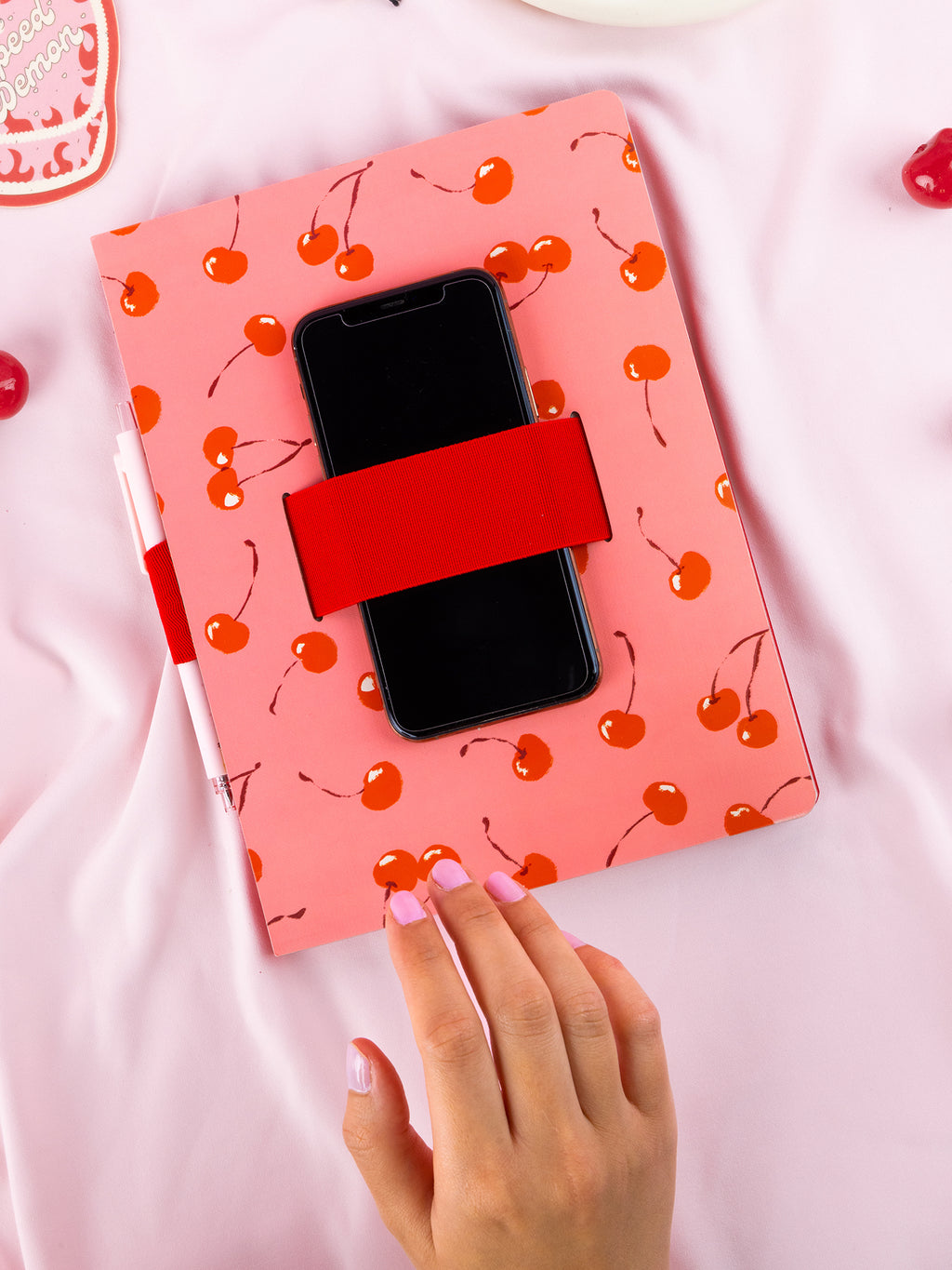 Fresh-Picked Cherries Casey Notebook with Phone Loop