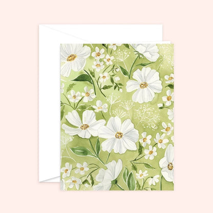 Garden Greens and Daisies Card