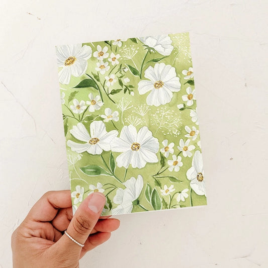 Garden Greens and Daisies Card