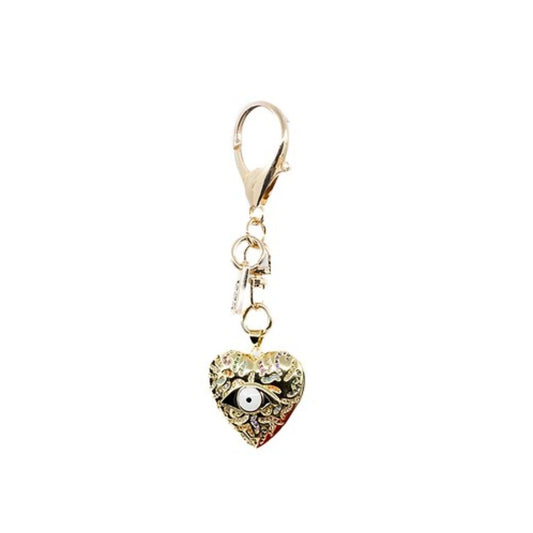 Gold Evil Eye Heart Metal Pendant