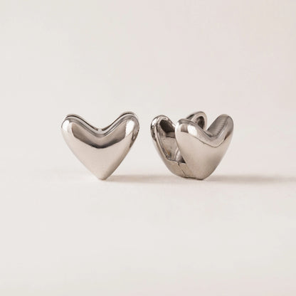 Heart Puff Hoop Earrings