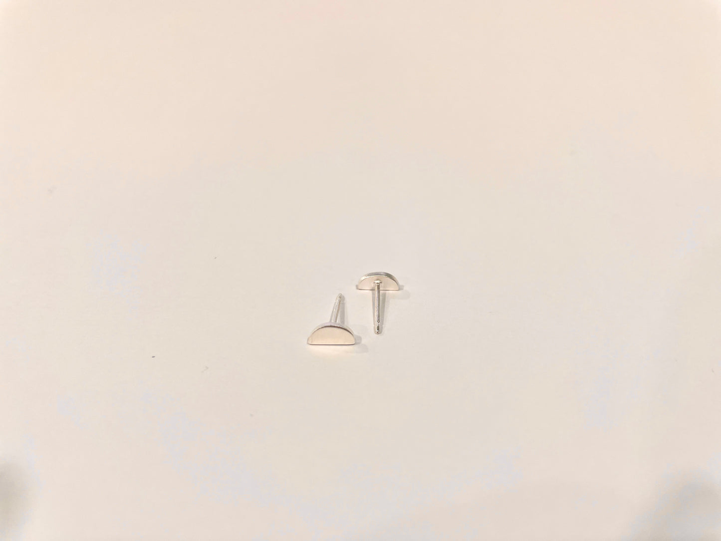 D Shape Stud-Brush Sterling Silver