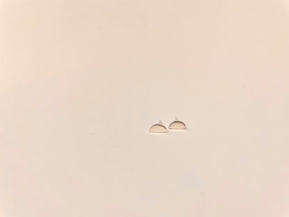 D Shape Stud-Brush Sterling Silver