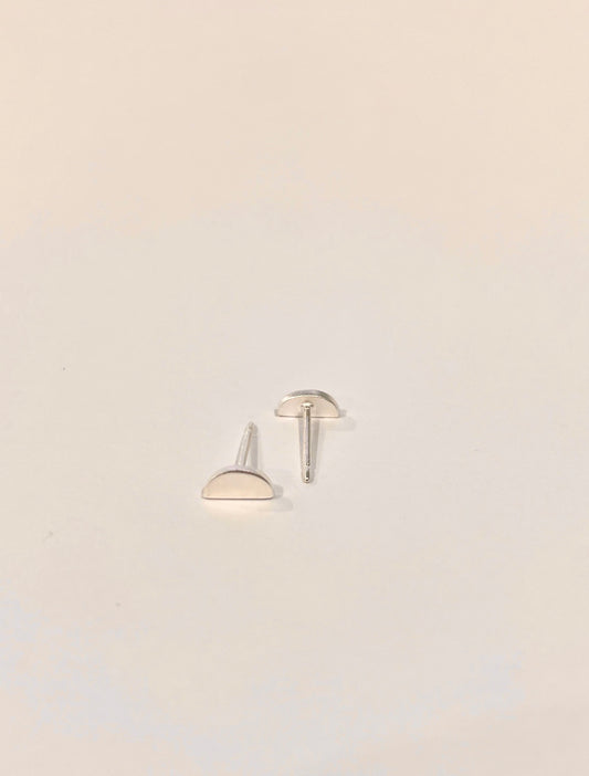 D Shape Stud-Brush Sterling Silver