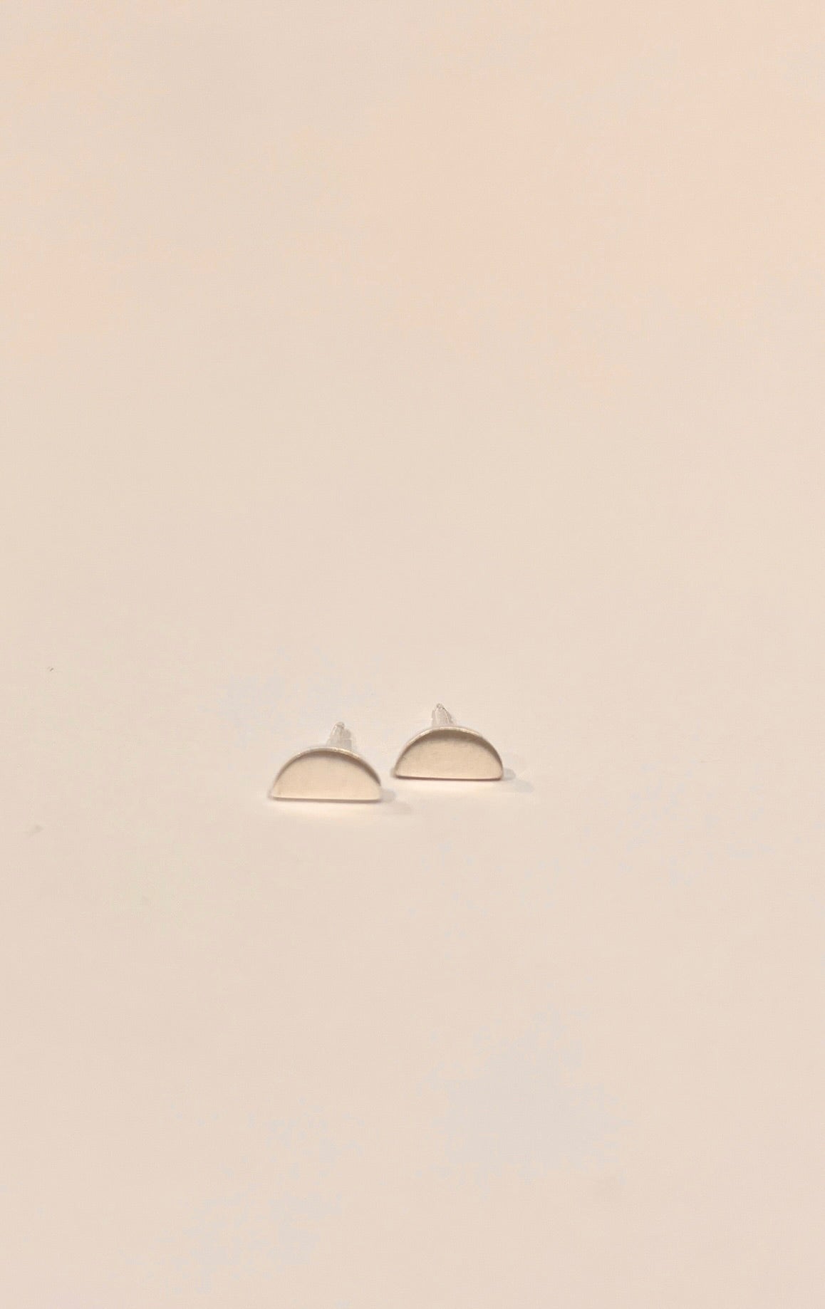 D Shape Stud-Brush Sterling Silver
