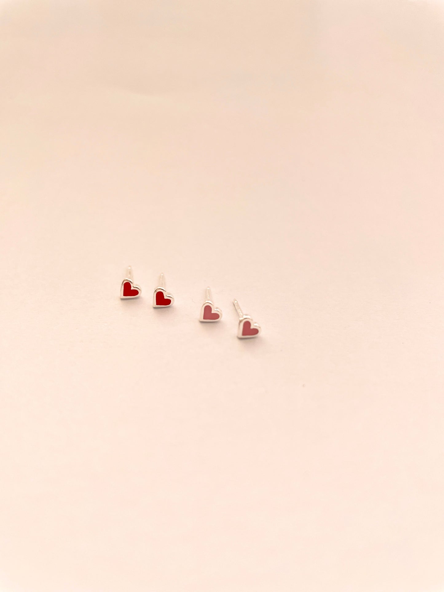 Super Tiny Enamel Heart Stud Earrings